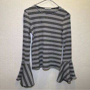 Striped Bell Sleeve Blouse Size Small